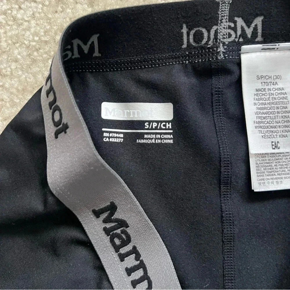 Marmot BaseLayer Tights Pants Men Size Small (30) M10990 Black Ski Snowboarding - Picture 11 of 16
